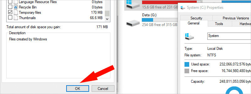 how to delete temporary files in windows 10 o