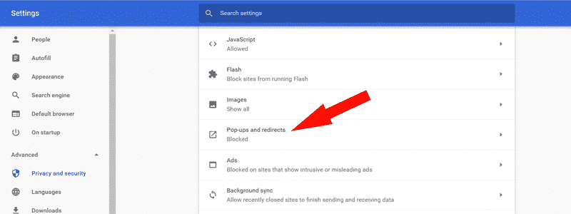 how to disable pop-up blocker on chrome 8