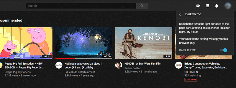 how to enable dark mode on youtube 4