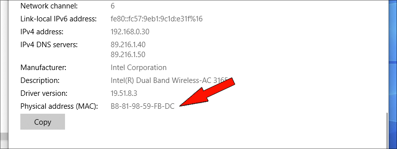 how to find mac address on windows 10 14