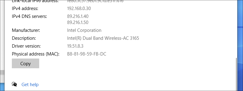 how to find mac address on windows 10 16