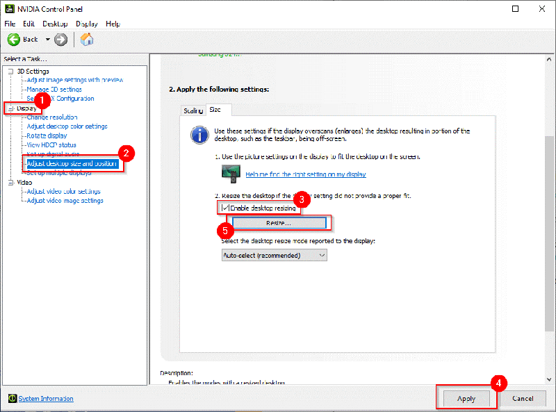 nvidia control panel enable desktop resizing