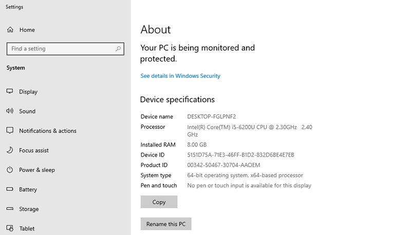 pc specs