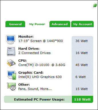 power consumption tab