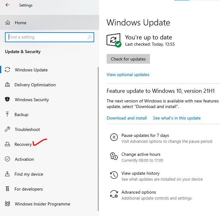 windows 10 recovery