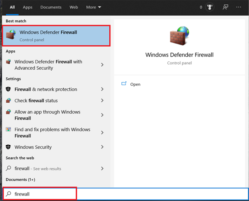 windows defender firewall