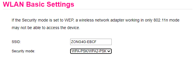 wlan basic settings